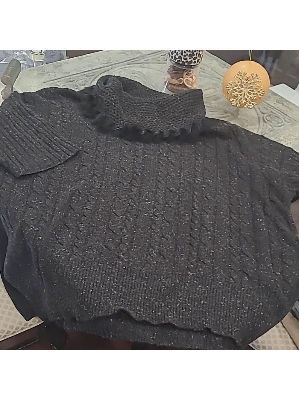 Wool blend poncho cable knit chunky warm sweater 3x
